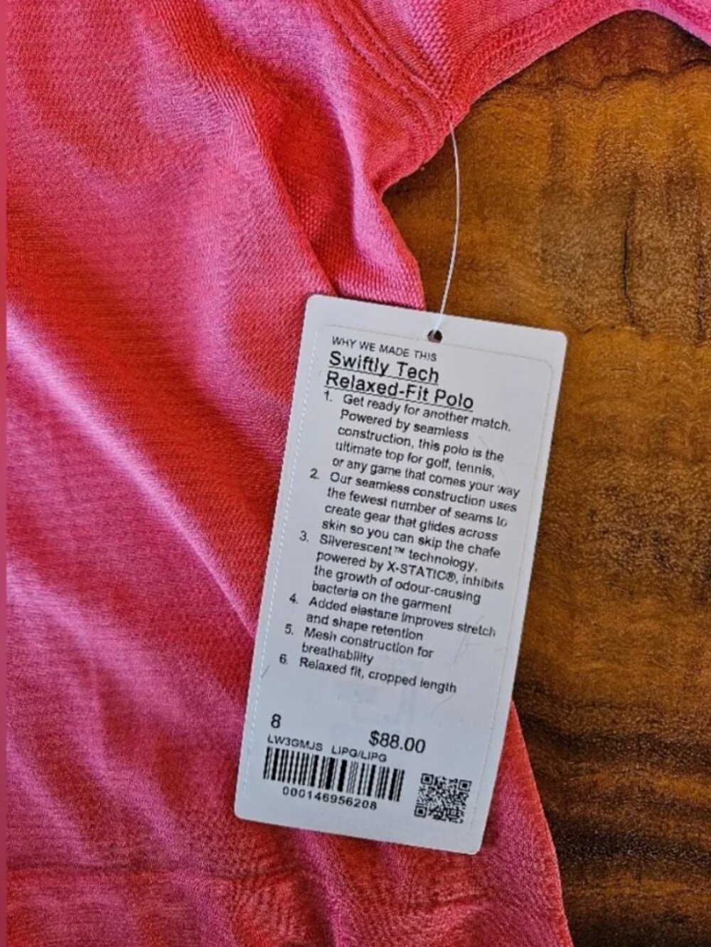 Lululemon Pink Swiftly Tech Polo Crop Short Sleeve Shirt Women's Size 8 Like New - Picture 6 of 8